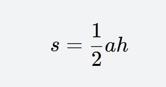The formula for the area of a triangle.
